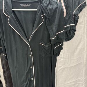 Victoria's Secret Black Pajama Set with Pink Trim
